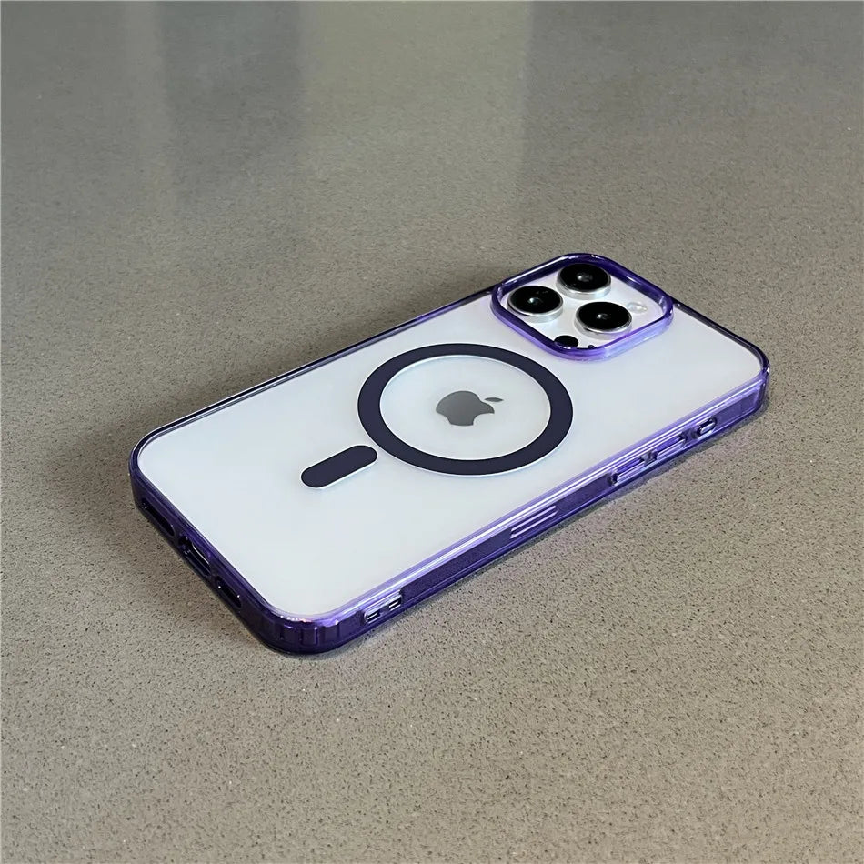 For Magsafe Magnetic Wireless Charge Case For iPhone 17 16 15 14 13 12 11 Pro Max Mini Plus Transparent Shockproof Bumper Cover