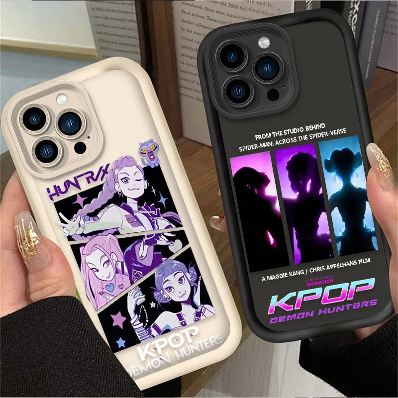 Soft Case For iPhone 16 16E 15 14 13 12 11 Pro Max X XS X S Max XR SE 2020 SE4 7 8 K-Kpop D-demon H-Hunters Shockproof Back Etui