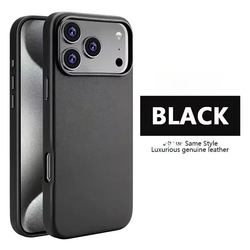 High-end Leather Phone Case for iPhone 17 Pro Max Air 16 15 Original Business Strong Magnetic Wireless Charging Protective Cover