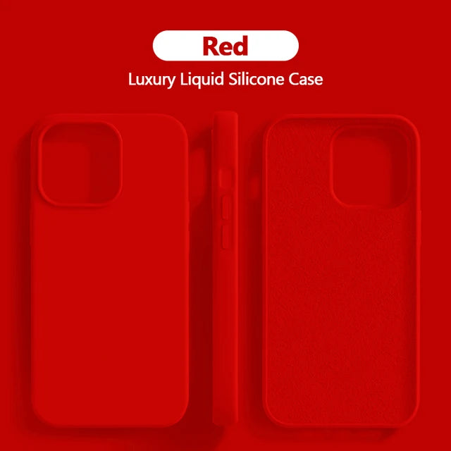 Luxury Liquid Silicone Case For iPhone 15 14 13 12 11 Pro Max Soft Cases For iPhone 12 13 mini X XR XS 8 7 Plus Shockproof Cover