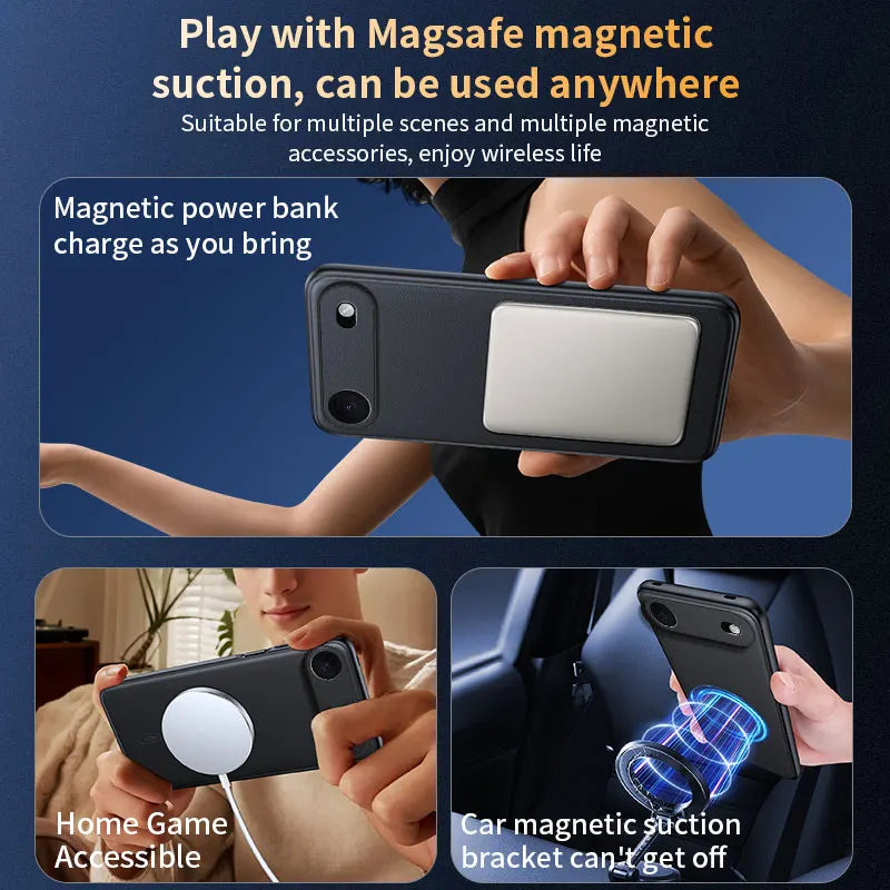 For Iphone 17 Air Case Magnetic Leather Shield Cover For Iphone 17 Air Anti-Fingerprint Non-Slip PC+TPU