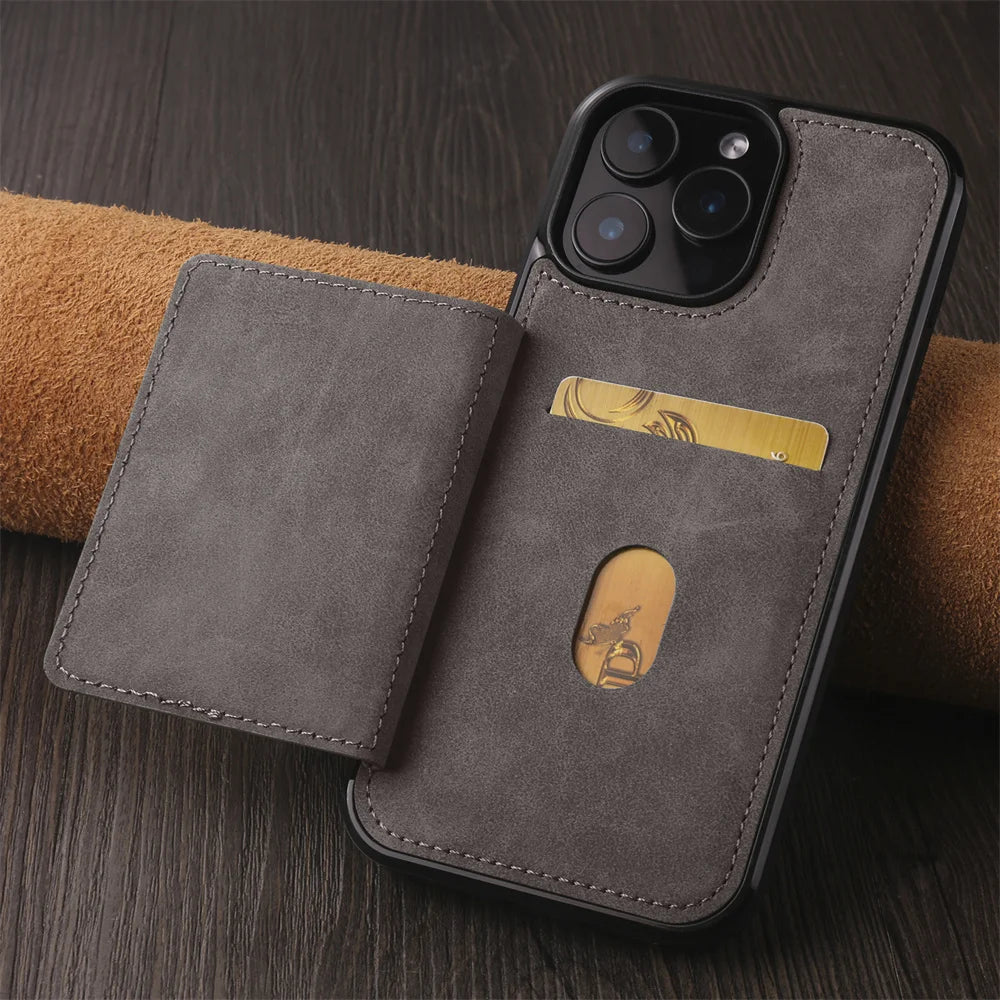 Luxury Leather Case For iPhone 16 15 14 13 12 11 Pro Max Case Cover For iPhone 16 15 14 Plus IP 16E 17 Air Phone Case Flip Cover