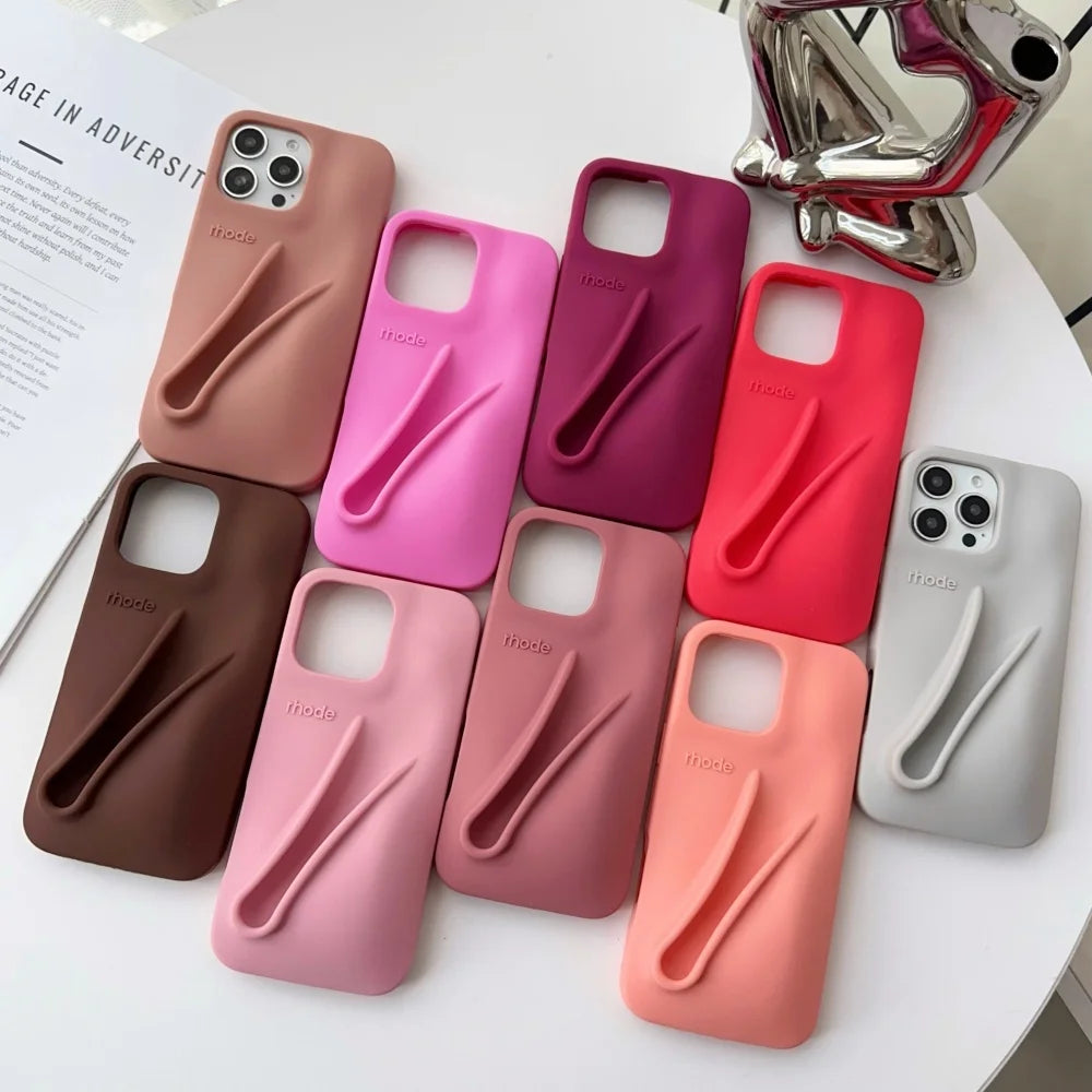 Rhode INS Hot New Color Lipstick Lip Holder Silicone Case For iPhone 17 Air 16 15 14 13 12 11 Pro Max Plus Soft Bumper Cover