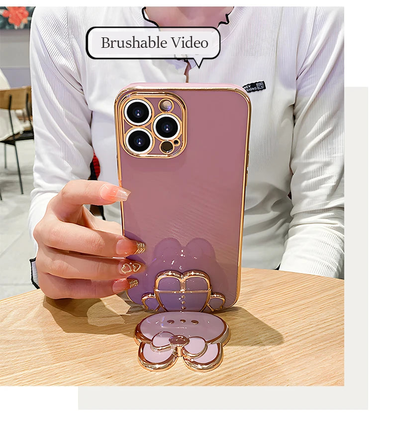 Mirror Rabbit Strap Plating Case For iPhone 14 11 12 13 Pro Max 13 12 Mini 11 12 13 14 7 6 6S Plus X Xr Xs Max SE 2020 Cover