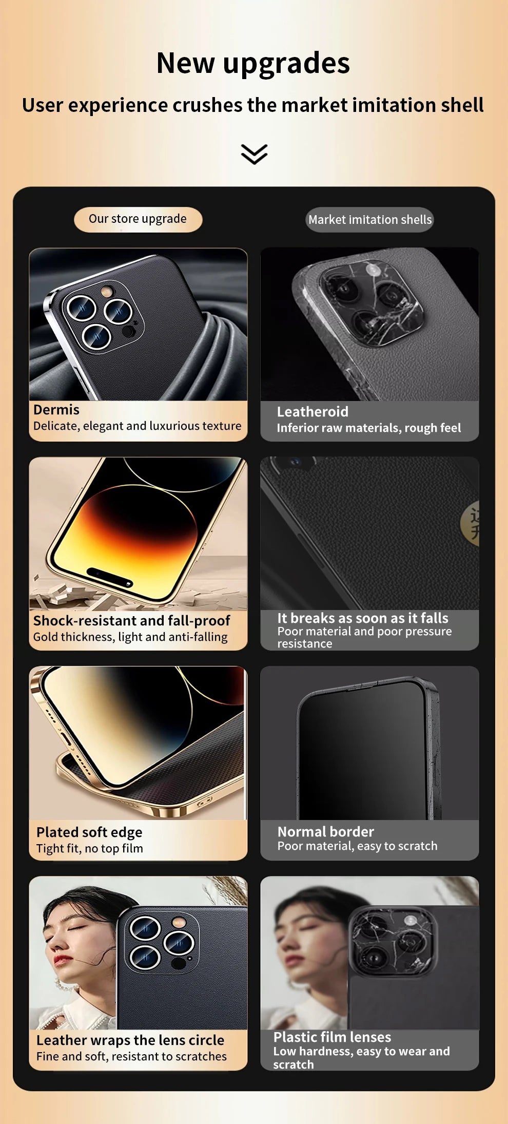 Genuine Cowhide Leather Phone Case for iPhone 16 14 11 12 13 15 Pro Max Plus 16Pro Luxury Plating Full Lens Protection Cover