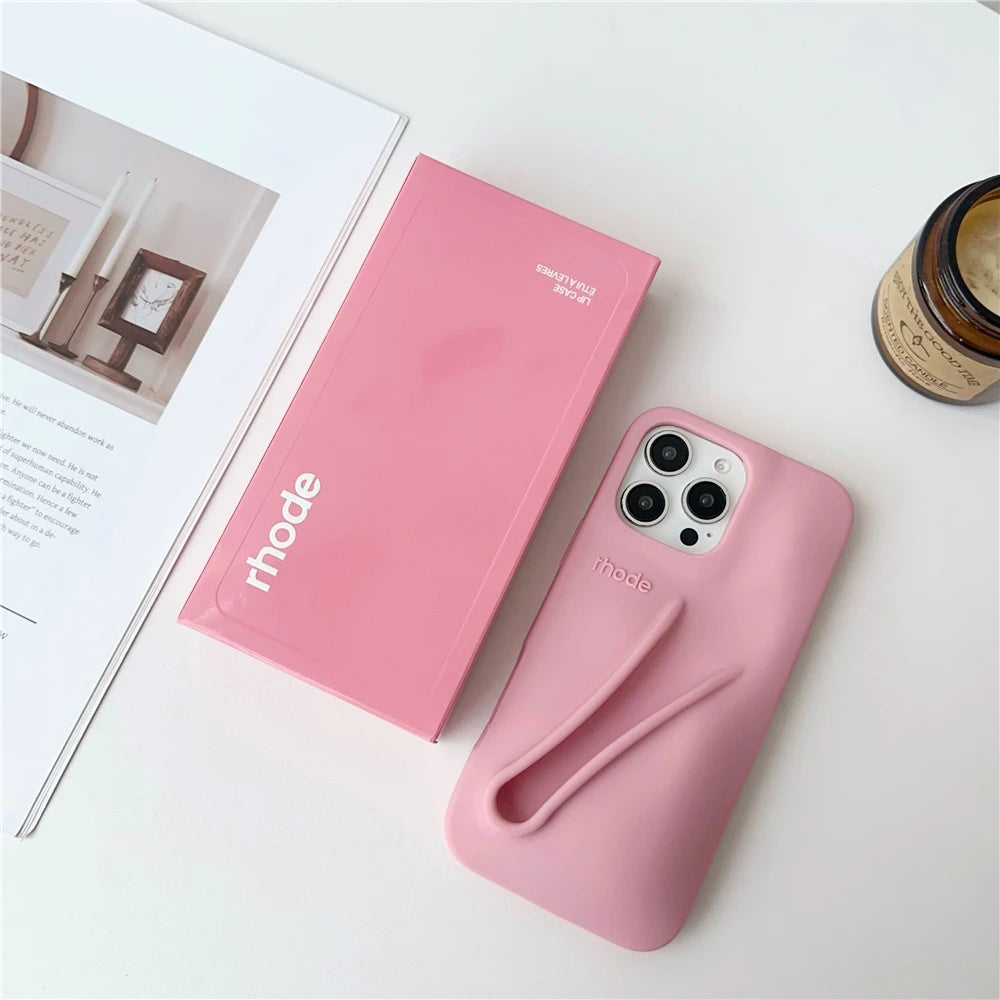 INS Soft Rhode Case for iPhone 14 12 11 13 15 16 Pro Max Plus Lipstick Silicone Portable Lip Gloss Holder Cover Funda with Box