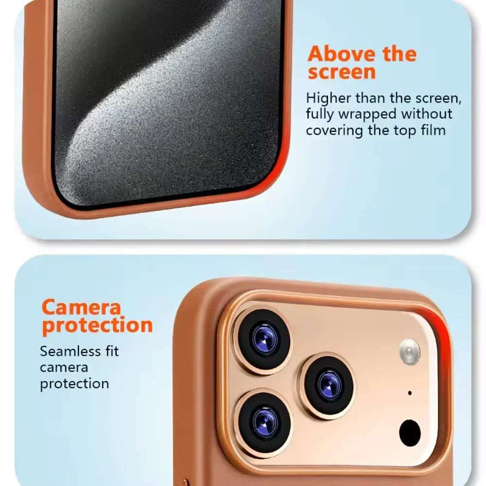 High-end Leather Phone Case for iPhone 17 Pro Max Air 16 15 Original Business Strong Magnetic Wireless Charging Protective Cover