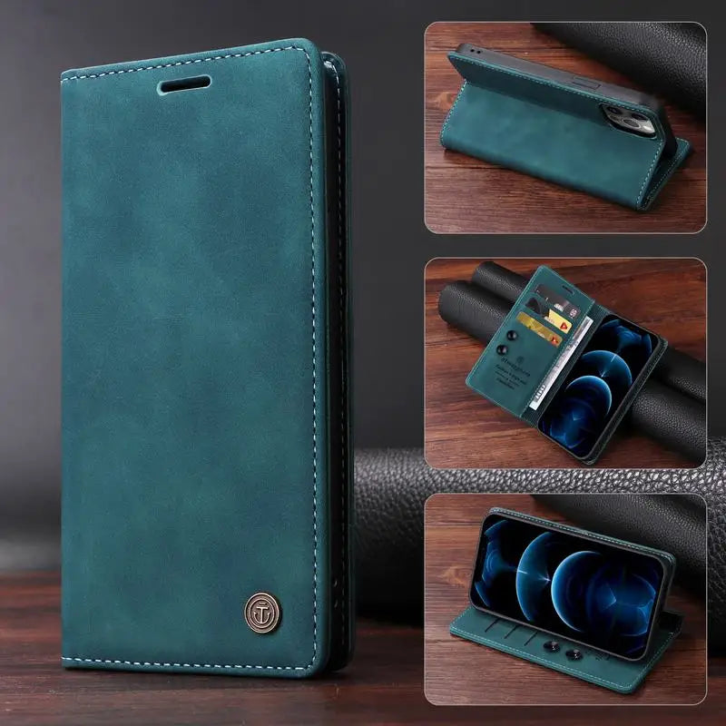 Leather Flip Case For iPhone 16 17 15 14 13 12 11 Pro Max Case For iPhone 17 Air 16E 13 12 X XR XS 6 8 7 Plus Shockproof Cover