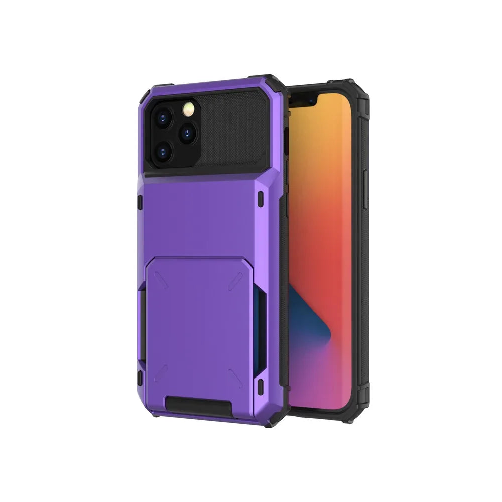 Wallet 4-Card Slot Credit Phone Case For iPhone 16 Pro Max 15 Plus 14 Pro 13 11 12 XR XS Max Cards Holder Anti Fall Cover Funda