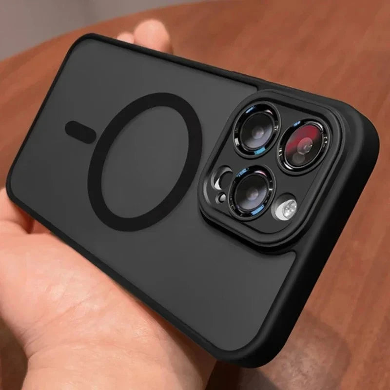 Original Case For iPhone 17 Air 16 15 14 13 12 11 Pro Max Plus For Magsafe Magnetic Wireless Charge Lens Protector Matte Cover