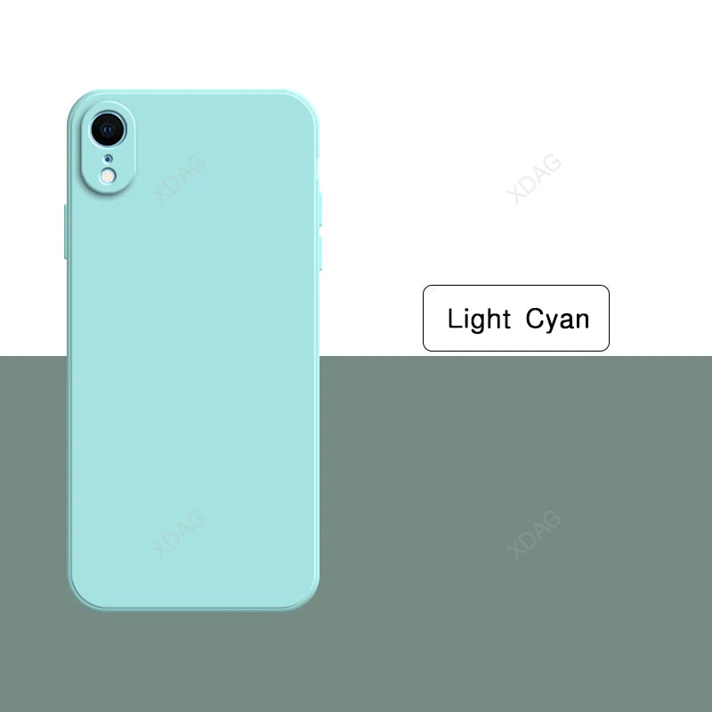 Original Square Phone Case for iPhone XR 5G Soft Back Cover Cute Liquid Silicone Shockproof Accessories Funda High Qualtiy Shell