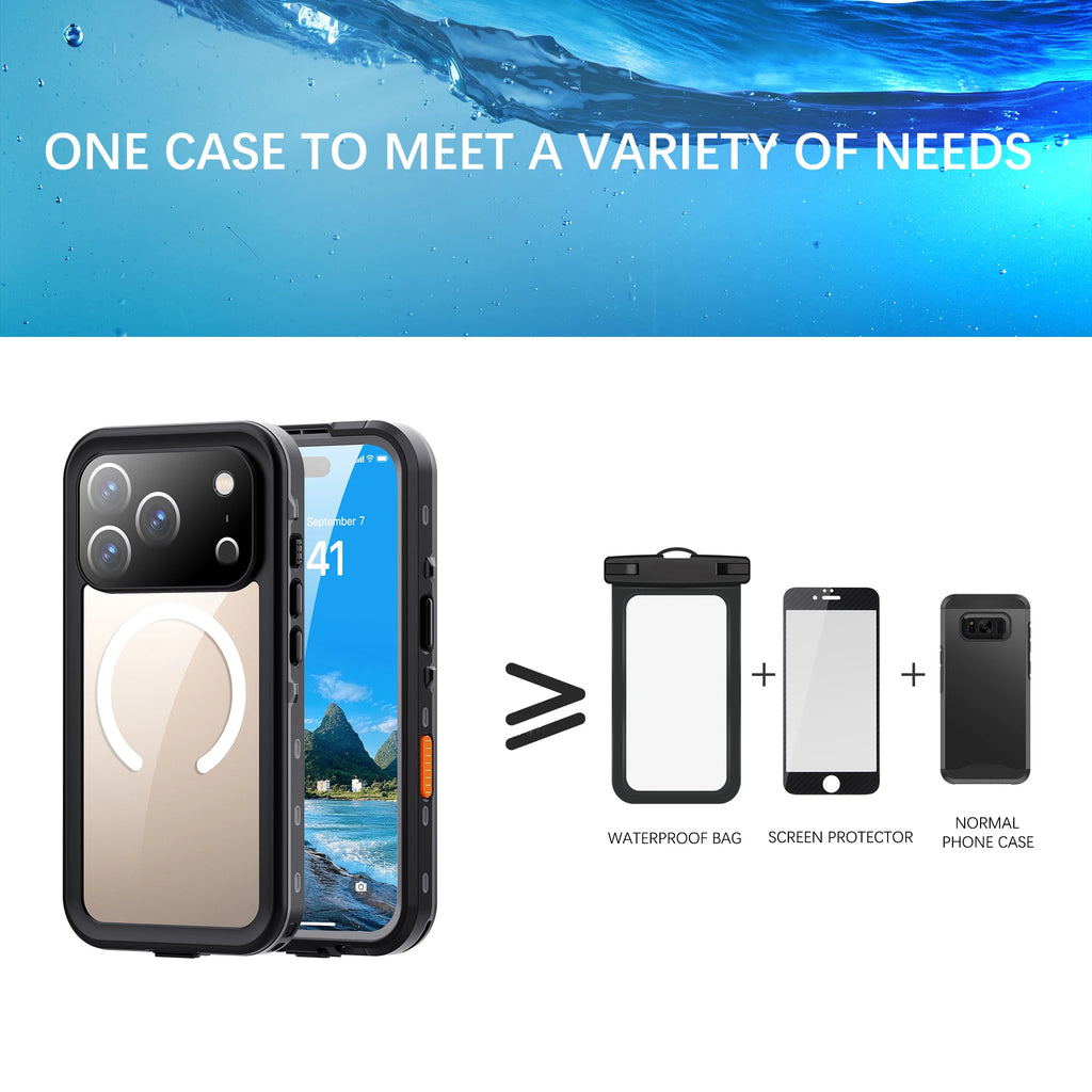 Shellbox Professional Waterproof Phone Case 360° Shockproof and Dustproof IP68 (Compatible with iPhone 17 Pro/16/15/14/13)