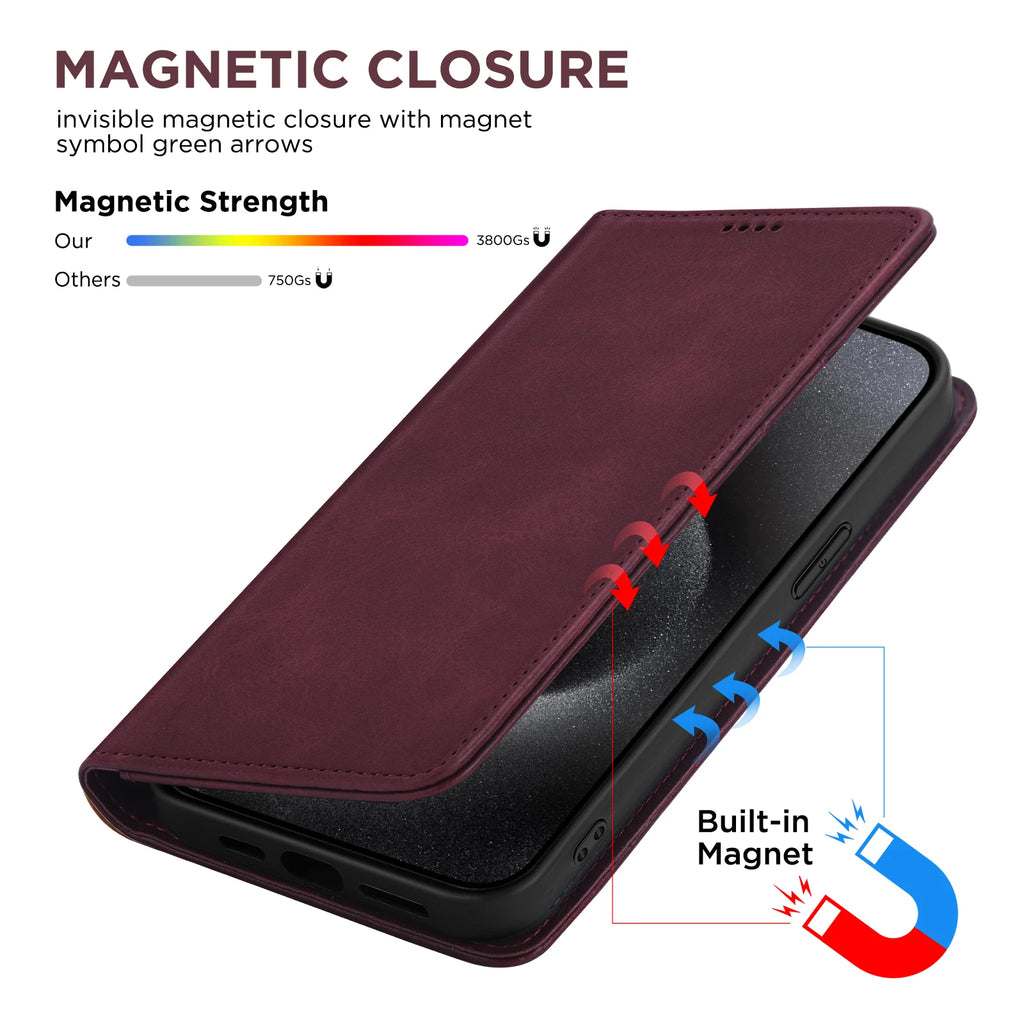 PU Leather Wallet Phone Case For iPhone 16E 16 Pro Max  15 Plus 14 13 12 Flip Cover Protective Magnetic With Picture Frame