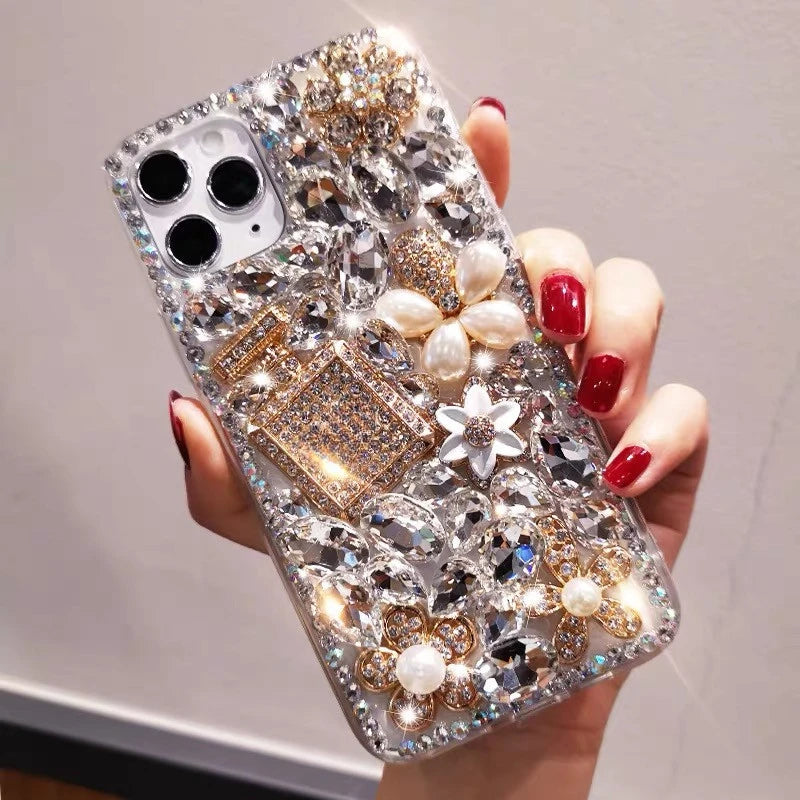 Luxury Bling Diamond Bottle Rhinestone Flower Case For Samsung A30 A50 A70S A22 A32 5G A52 A71 4G A51 A72 A73 A53 A33 Cover Case