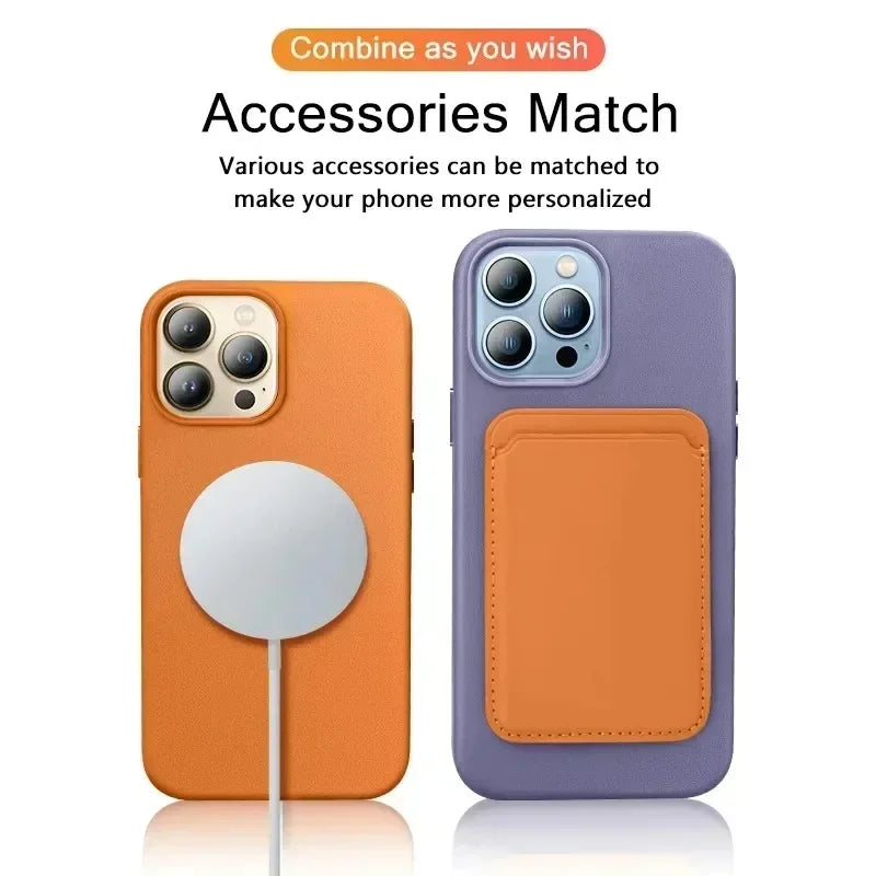 Luxury MagSafe Case for Apple iPhone 17 Pro Max 16 13 12 14 15 Plus Leather Official Style MacSafe Magnetic i Phone Cover Etui
