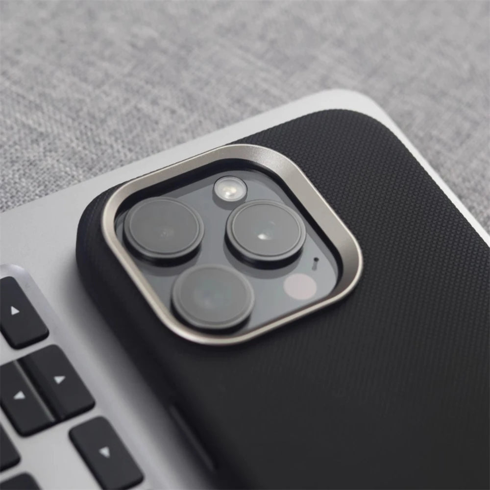 Luxury Alloy Lens Frame Particle PU Leather Magnetic Case For iPhone 17 16 Pro Max 15 14 13 For Magsafe Wireless Charging Cover