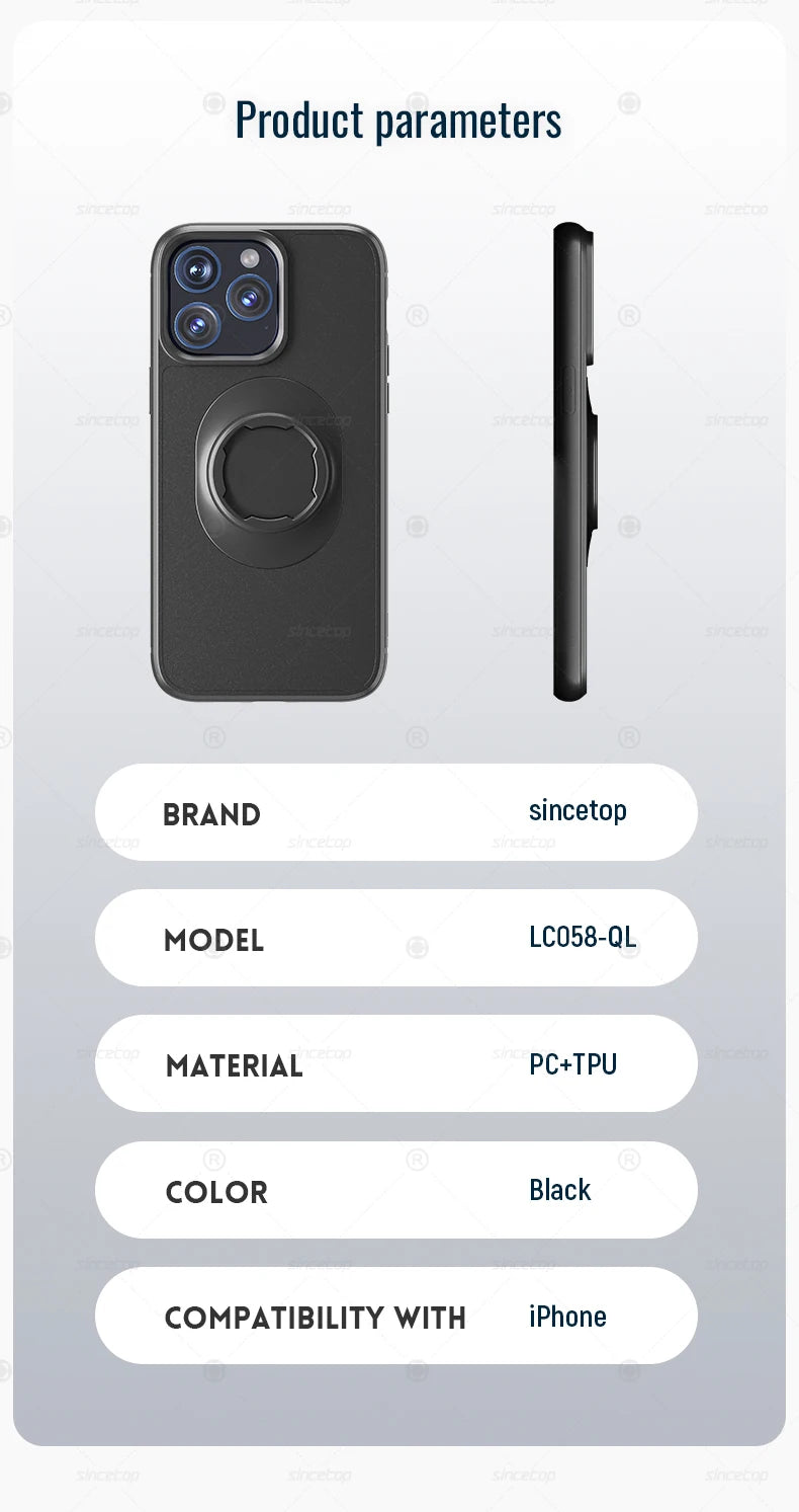 Shockproof Case for iPhone 17/16/15/14Plus/13/12/11Pro/XsMax/XR Quad-style Motorbike/Bike Holder/Car Mount with Lock-in Design